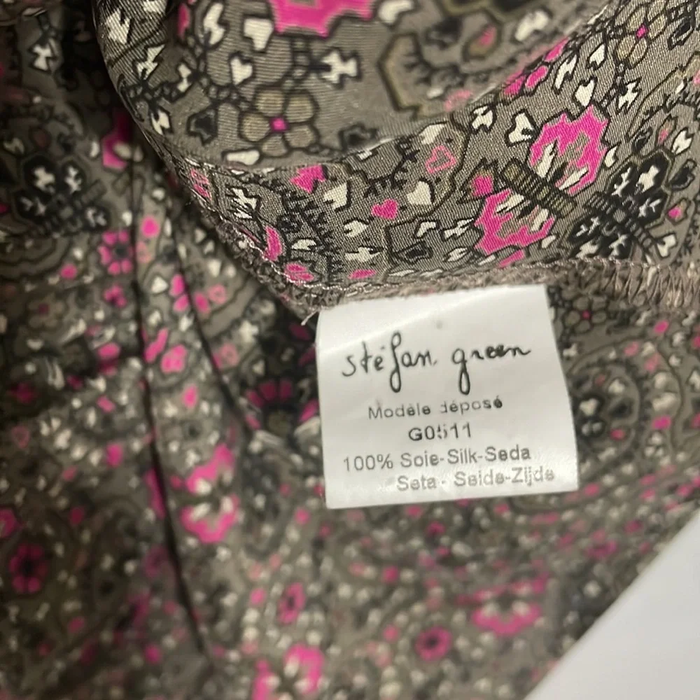 Stefan green, pink/taupe dress, size 2, 3/4 sleeve - Picture 6 of 7